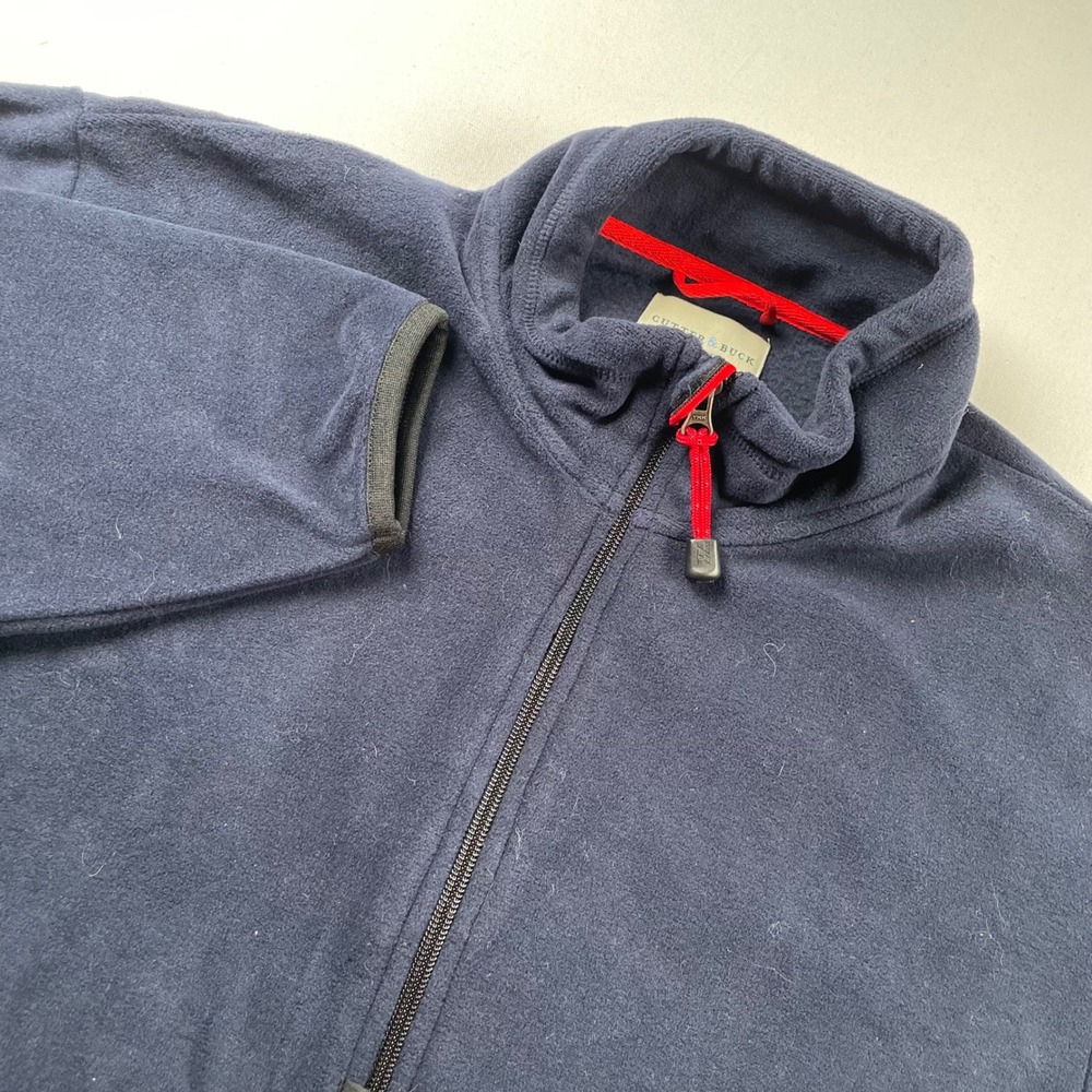 Cutter & Buck Mens Navy Blue Quarter Zip Fleece Pullover Jacket Size Large